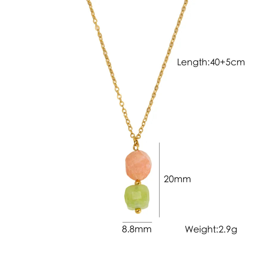 Wholesale Jewelry Elegant Simple Style Geometric 304 Stainless Steel natural stone cable chain Pendant Necklace