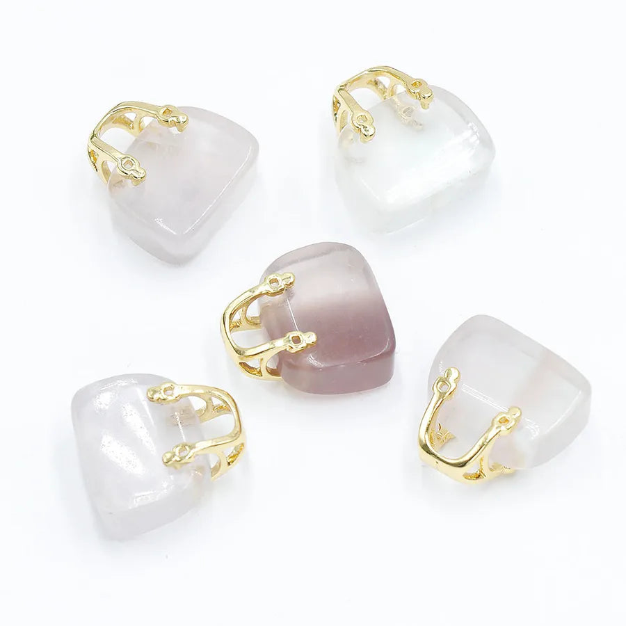 Natural crystal stone mini handbag powder crystal diy pendant ins wind powder crystal decoration creative  wholesale