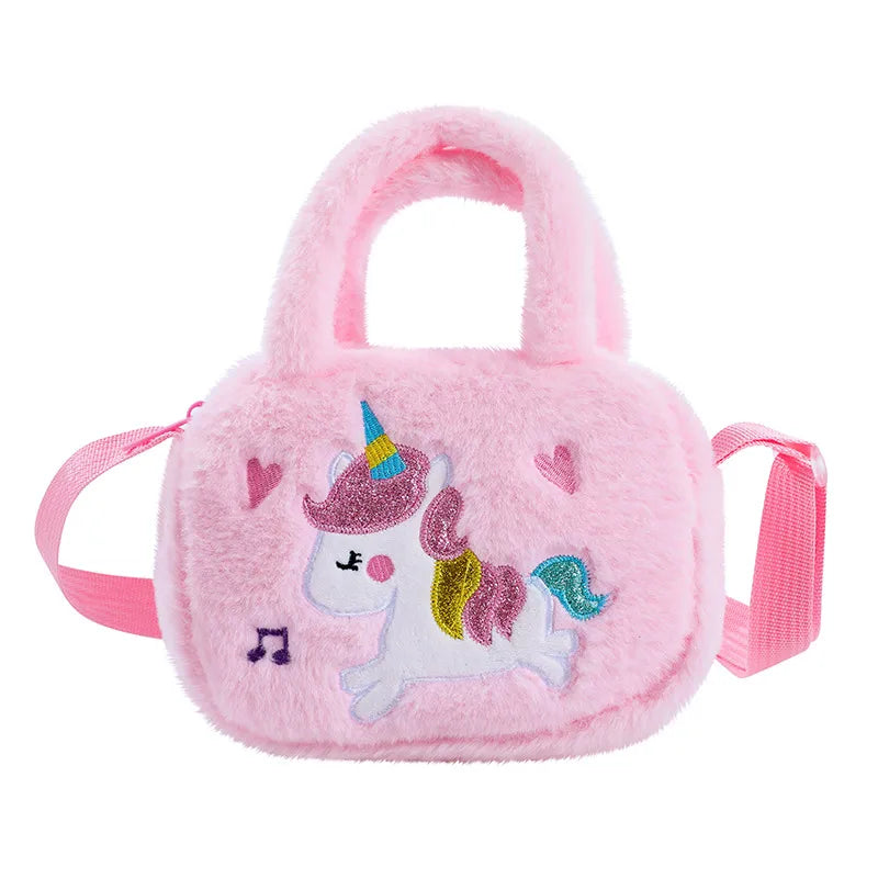 New Shoulder Bag Kindergarten Girls Crossbody Small Square Bag Cute Handbag Children's Cartoon  Plush Square