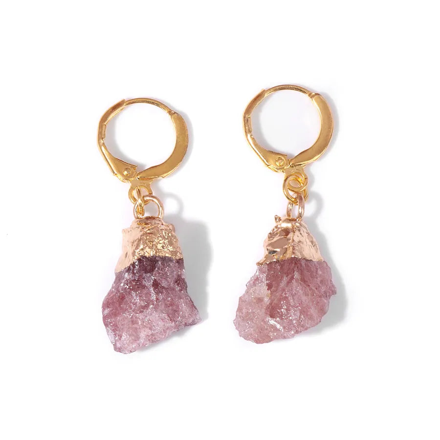 1 Pair Sweet Geometric Inlay Agate Natural Stone Earrings