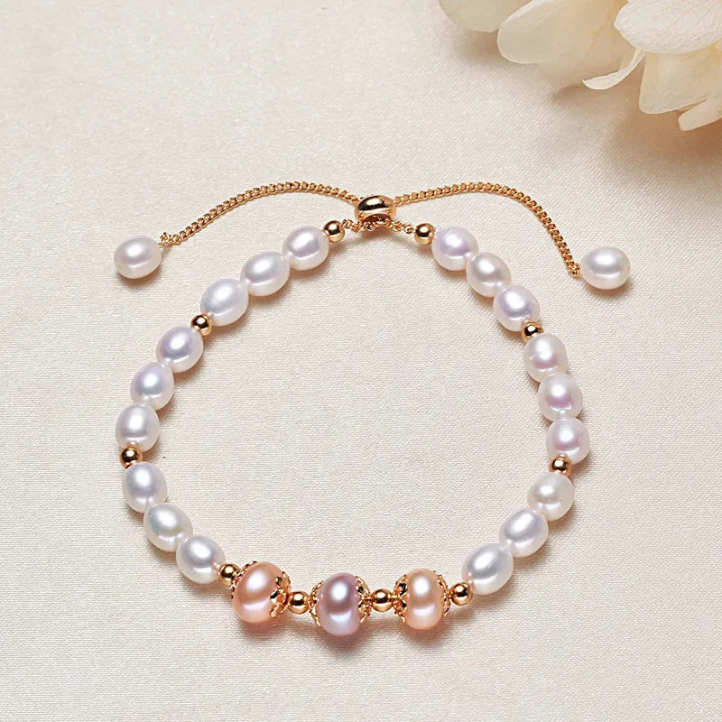Freshwater Pearl Beaded Chain Bracelets Elegant Lady