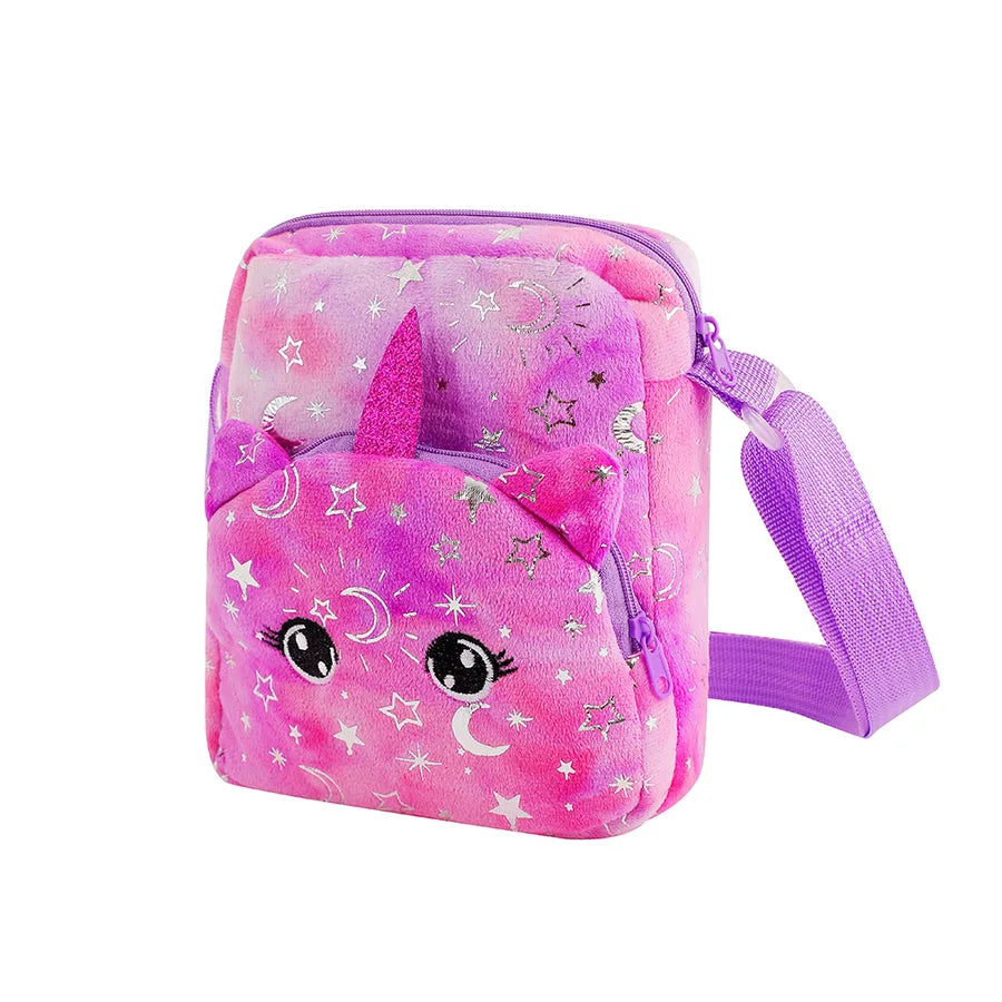 Kid'S Flannel Moon  Cute Square Zipper Crossbody Bag