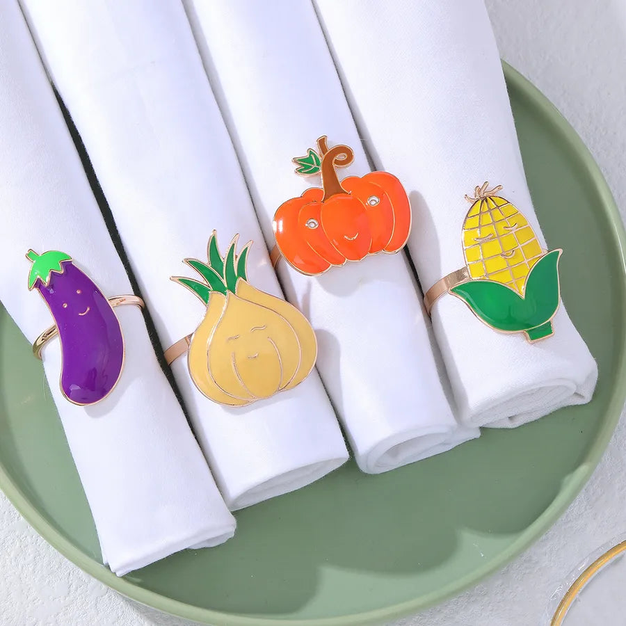 Cute Pastoral Corn Eggplant Vegetable Alloy Napkin ring 1 Piece