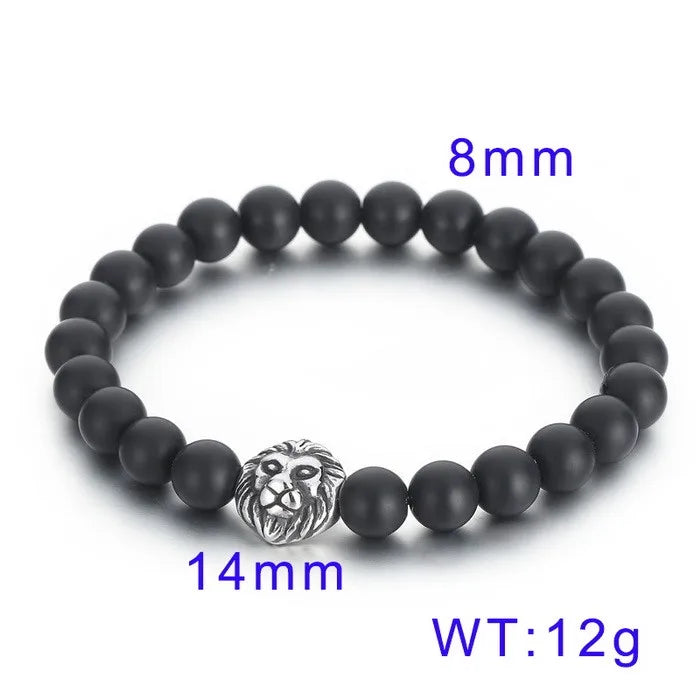 simple style animal round stainless steel turquoise tiger eye plating 18k gold plated unisex bracelets