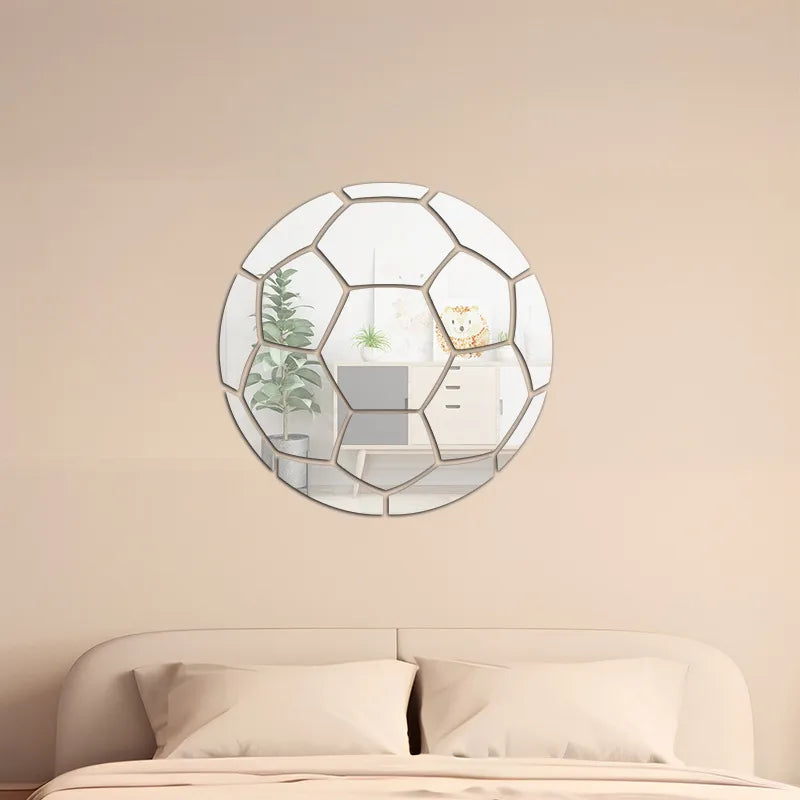 hot sale acrylic football mirror self-adhesive decorative wall stickers bedroom living room sofa background stickers