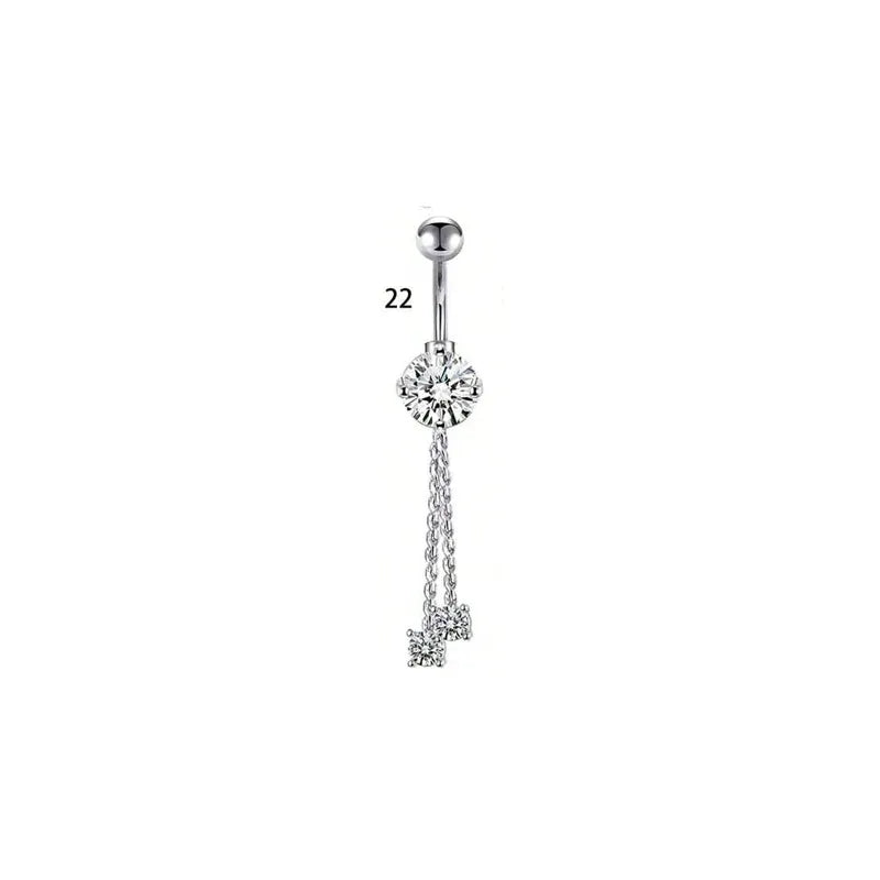 1 Piece Belly Rings Simple Style Classic Style Solid Color 304 Stainless Steel Inlay Zircon Belly Rings