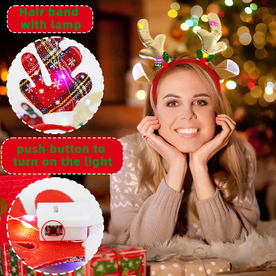 Christmas Cartoon Style Cute Bow Knot Antlers Plastic Party Festival headband