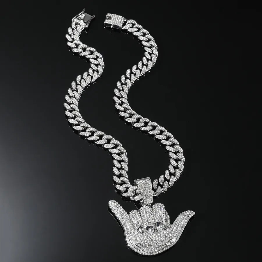 hip-hop letter alloy inlay rhinestones men's pendant necklace