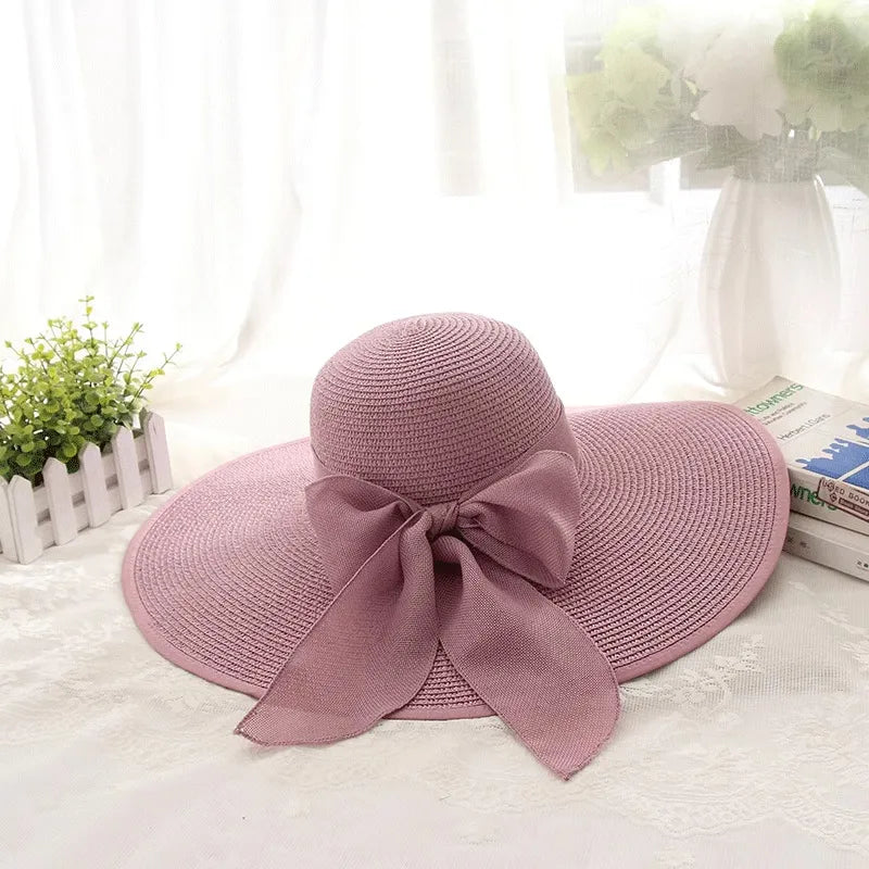 Women's Vacation Modern Style Bow Knot Big Eaves Straw Hat
