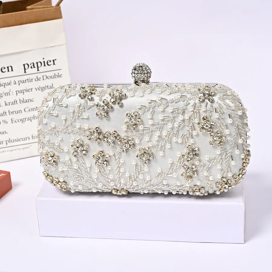 New Diamond-encrusted Evening Bag Pearl Handbag Handmade Beaded Light Luxury Banquet Diamond Bag Crossbody Shoulder Bag