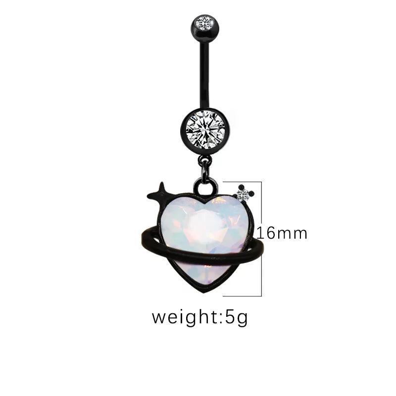 1 Piece Belly Rings Casual Hip-Hop Moon Heart Shape Stainless Steel Arylic Alloy Plating Acrylic Glass