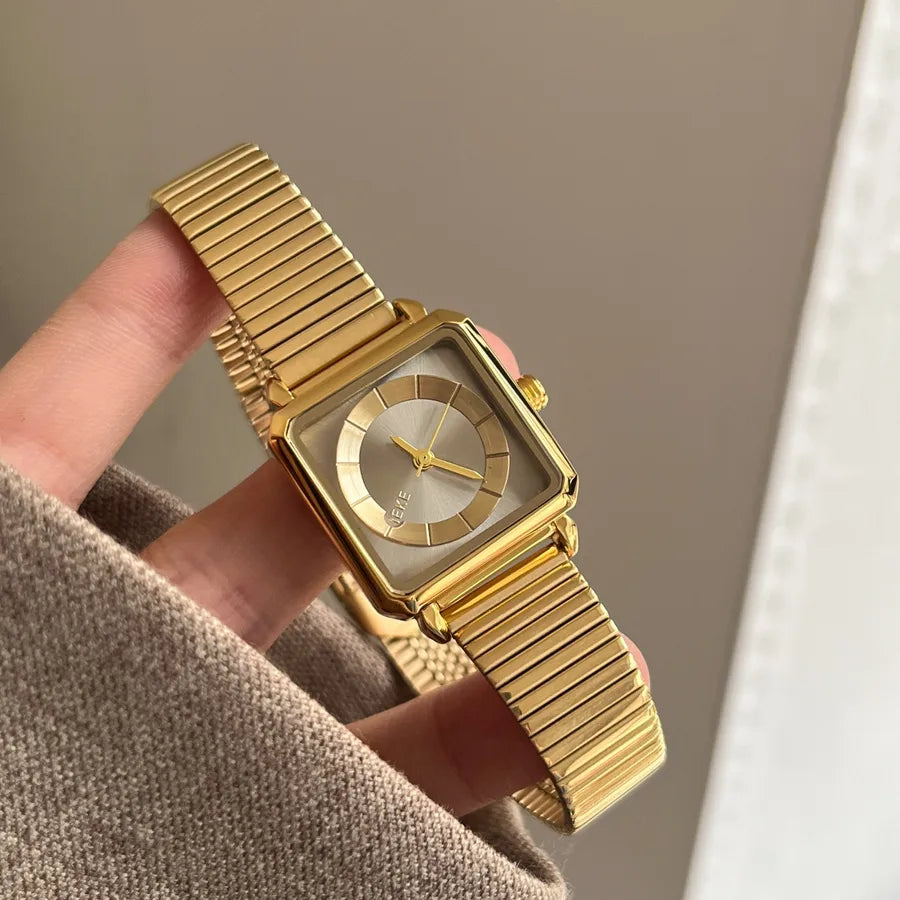 Elegant Business Luxurious Square Rectangle Single Folding Buckle Quartz Watch