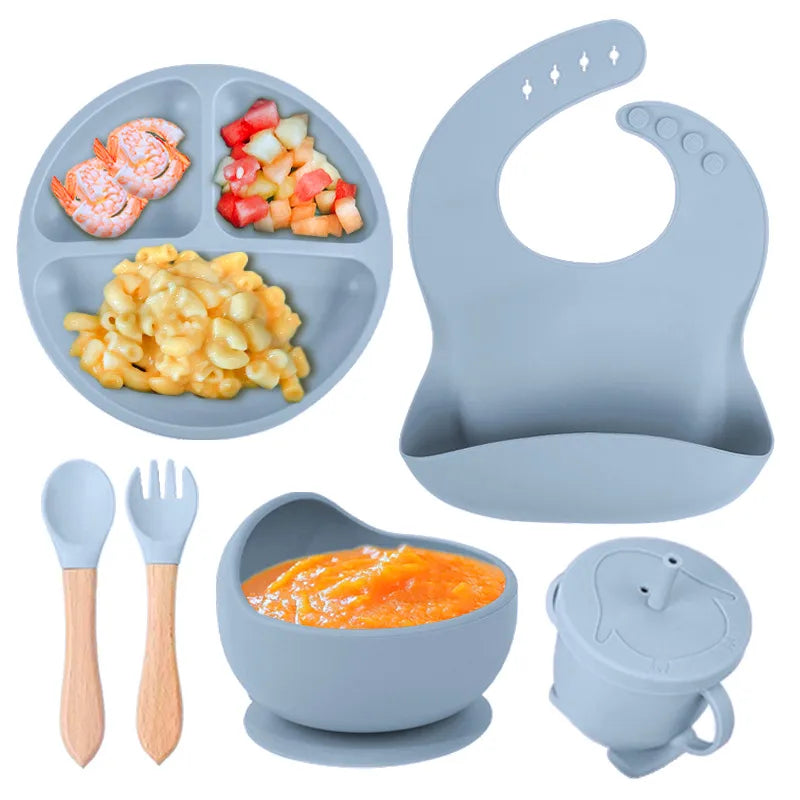 casual solid color silica gel tableware 1 set