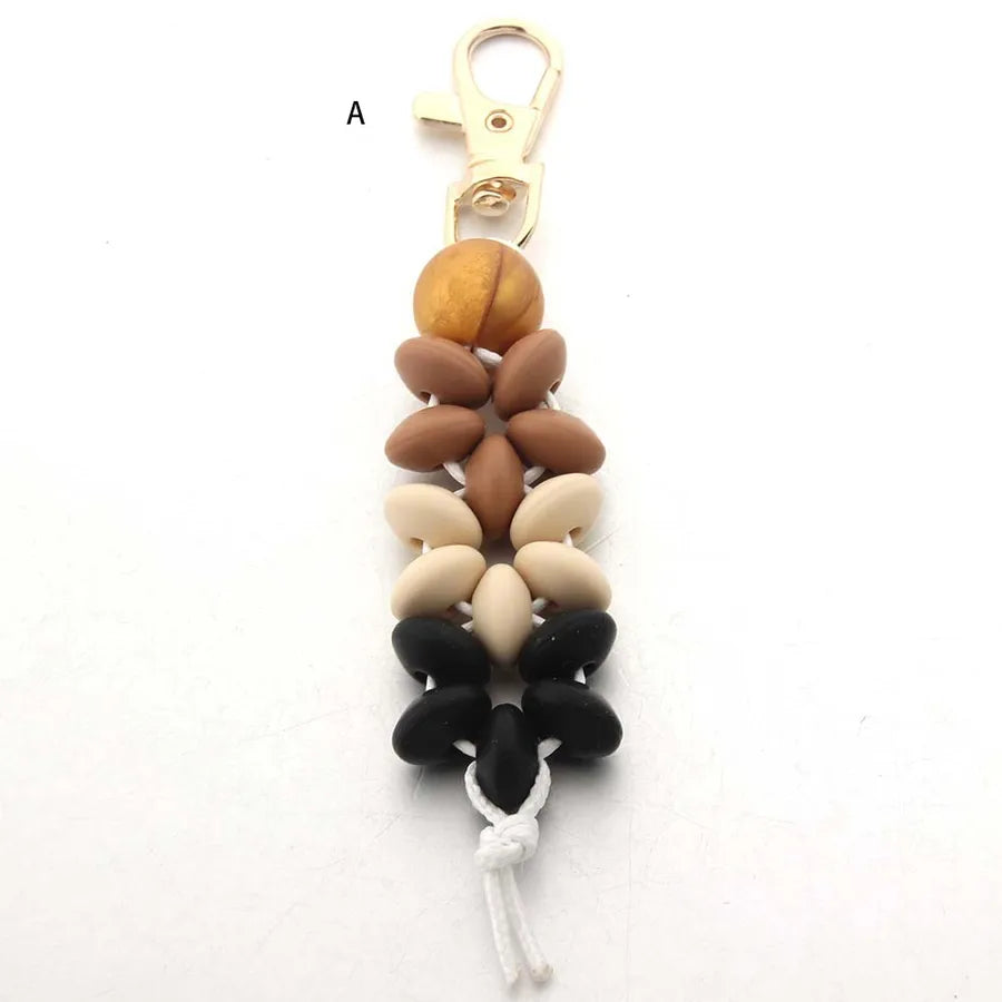 Modern Style Geometric Silica Gel Beaded Unisex Keychain