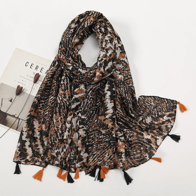 Women's Sweet Color Block Polyester Printing Scarf