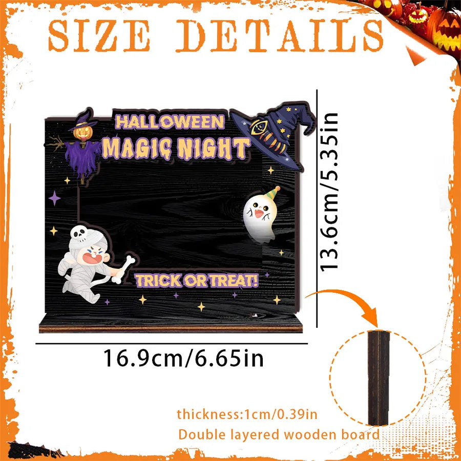Halloween Wooden Picture Frame Decorative Ornaments Thick Festival Atmosphere Birthday Photo Album Woodcraft Simple Style