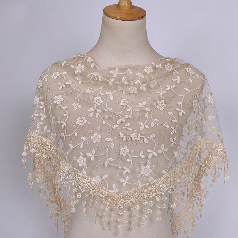 fashion flower polyester lace chiffon scarves