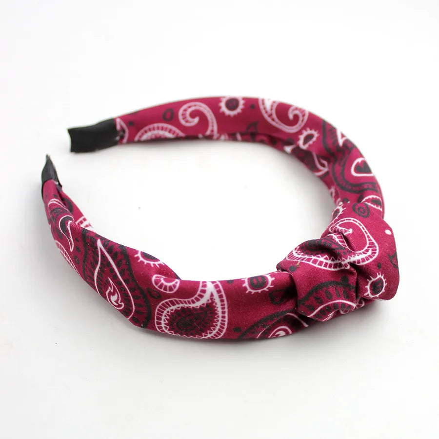 Equestrian Headband Western Cowboy Hair Accessories Cashew Flower Knotted Headband French Classic Elegant Headwear