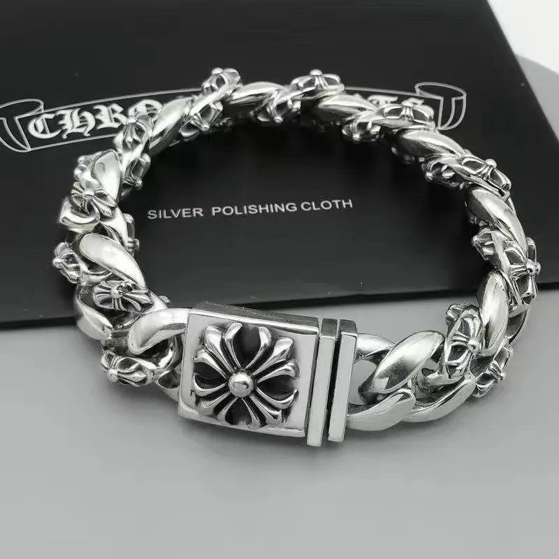 Aggressive Cross Bracelet Men's Trendy  Retro Bracelet Thick