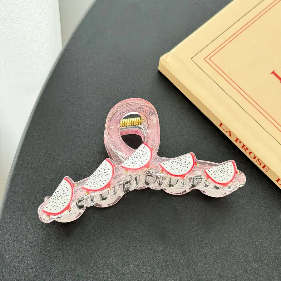 Women's Cute Strawberry Pineapple Watermelon Synthetic Resin Acetic acid sheets Hair Claws