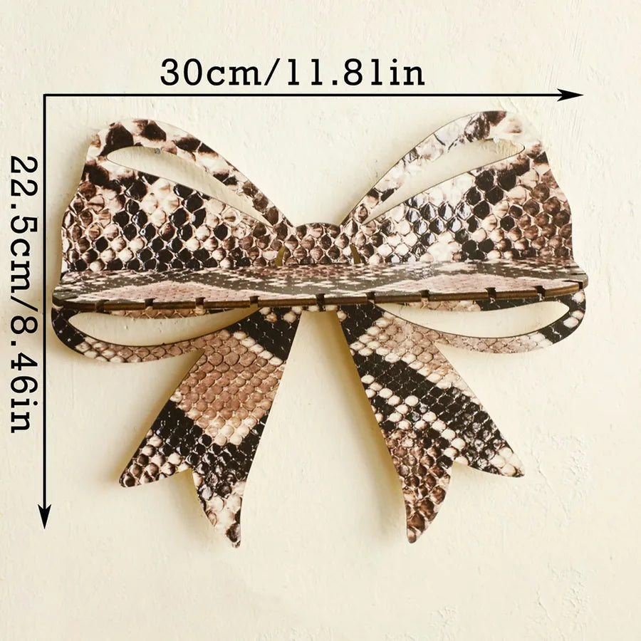 Simple Style Snakeskin Bow Knot Wood Storage Rack Wall Art