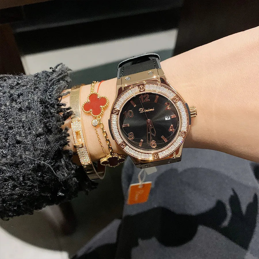 Elegant Solid Color Jewelry Buckle Quartz Watch Women's Watches