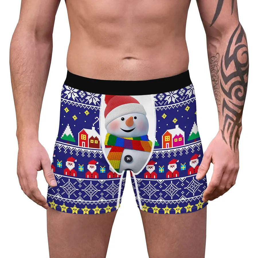 A generation of bow tie Christmas digital printing men's stretch comfortable breathable underwear gift popular boxers