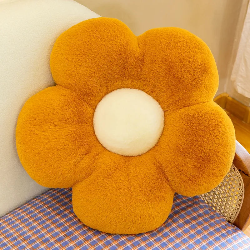 Rabbit Hair Flower Cushion Office Sofa Chair Student Cushion Butt Cushion Petal Futon Sunflower Pillow