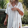 women's vacation solid color hollow out cover ups