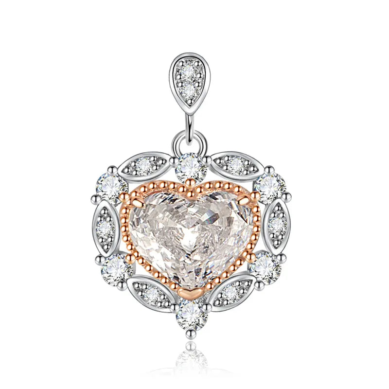 1 Piece Copper High Carbon Diamond Heart Shape Pendant