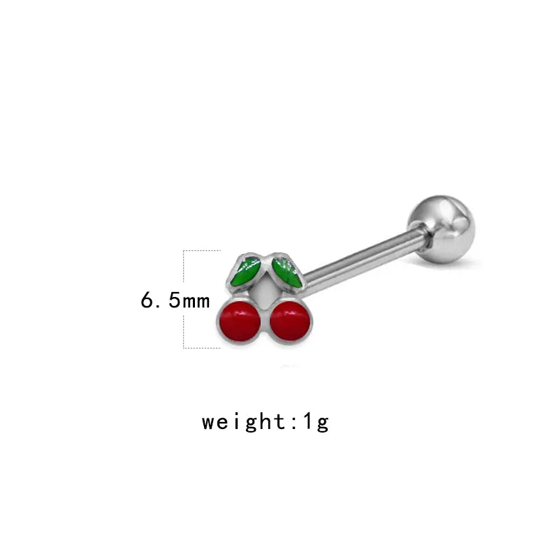 1 Piece Tongue Rings Cute Tropical Simple Style Lips Fruit Stainless Steel Copper Epoxy Lacquer Painting Inlay Acrylic White Gold Plated Tongue Rings