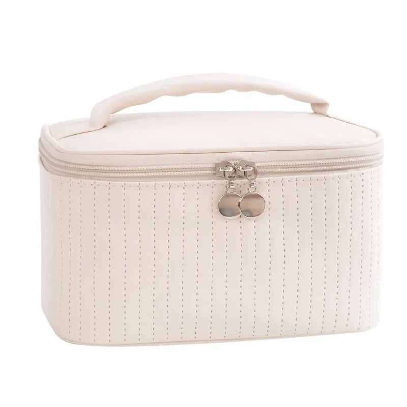 classic style solid color pu leather square makeup bags