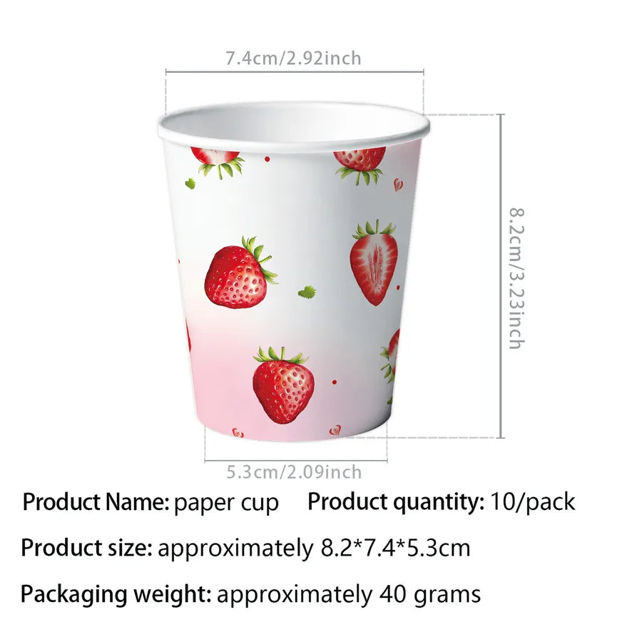 Birthday Sweet Strawberry Paper Birthday Decorative Props Party Supplies Cake Decorating Supplies