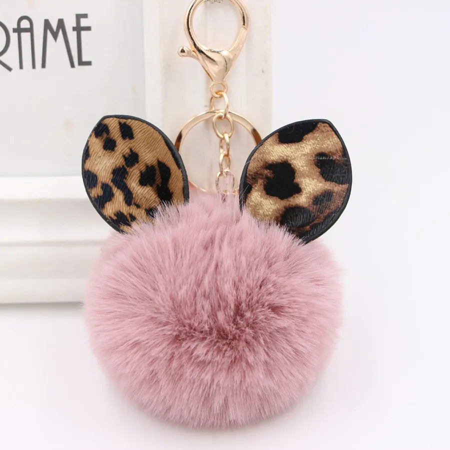 1 piece retro ear leopard simulation wool plating bag pendant keychain