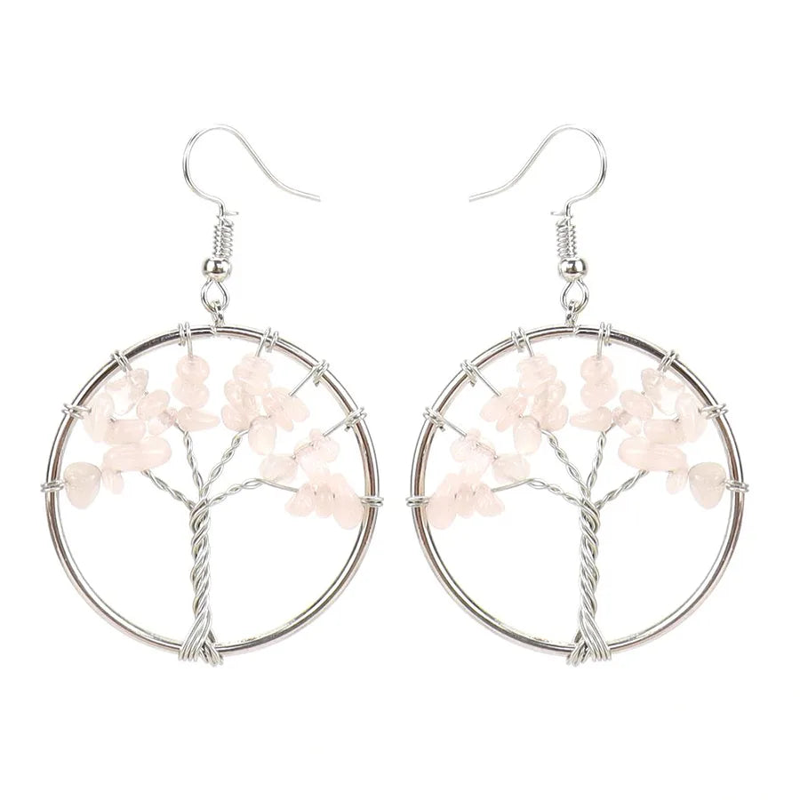 fashion tree natural stone copper beaded plating drop earrings 1 pair