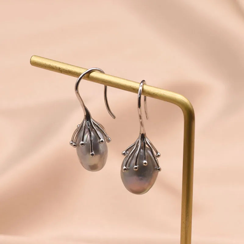 Live broadcast  natural pearl earrings high-grade earrings s925 silver needle women's design natural freshwater real pearl