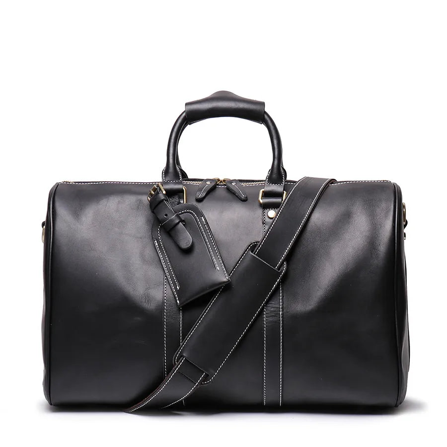Luojia Men's Genuine Leather Travel Bag Crazy Horse Leather Duffel Bag Top Layer Cowhide  Retro Large Capacity Crossbody Bag Trendy