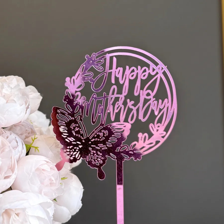 Mother'S Day Romantic Letter Flower Butterfly Acrylic Party Cake Decorating Supplies Party Supplies Cake Decorating Supplies 1 Piece