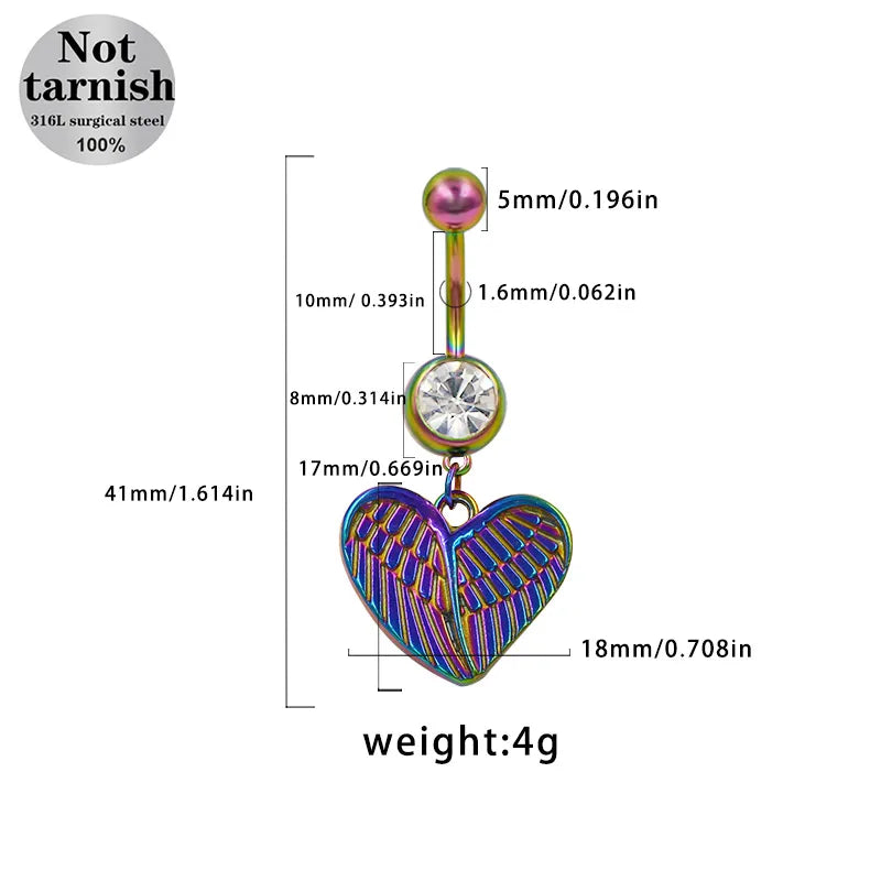 1 Piece Belly Rings Retro Funny Punk Star Heart Shape Butterfly 304 Stainless Steel 316 Stainless Steel  Alloy Asymmetrical Hollow Out Inlay Resin Glass Gold Plated Silver Plated