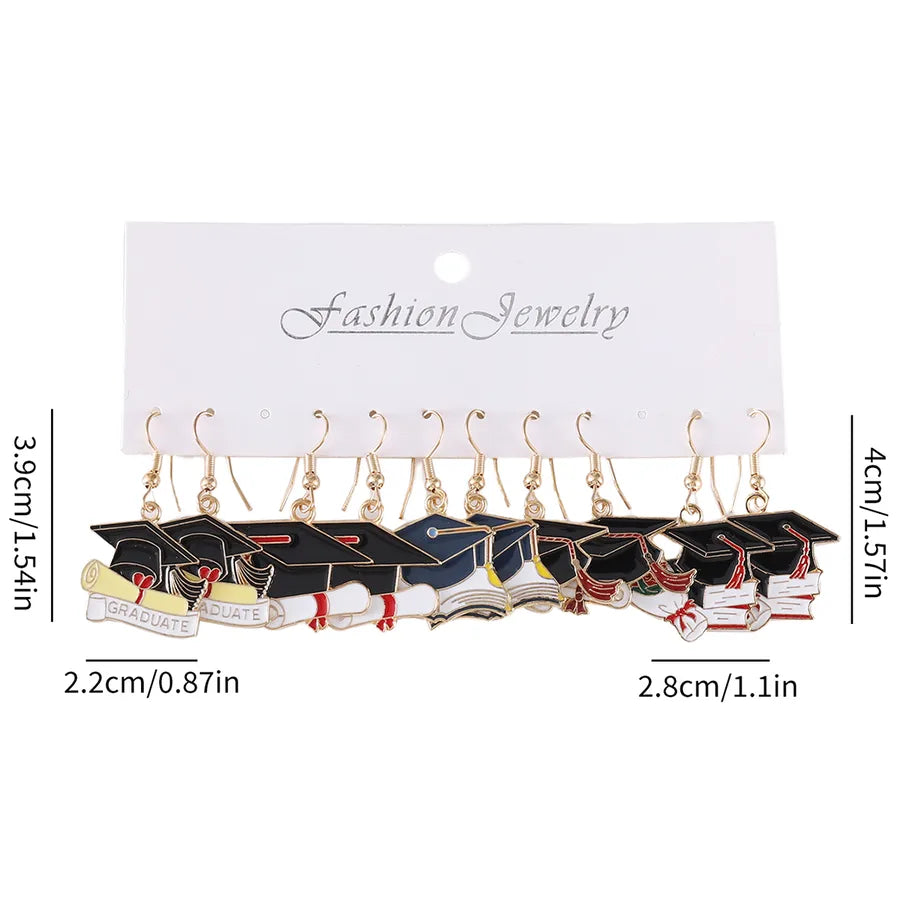 1 Set Cute Retro Preppy Style Trencher cap Student Clothes Alloy Drop Earrings