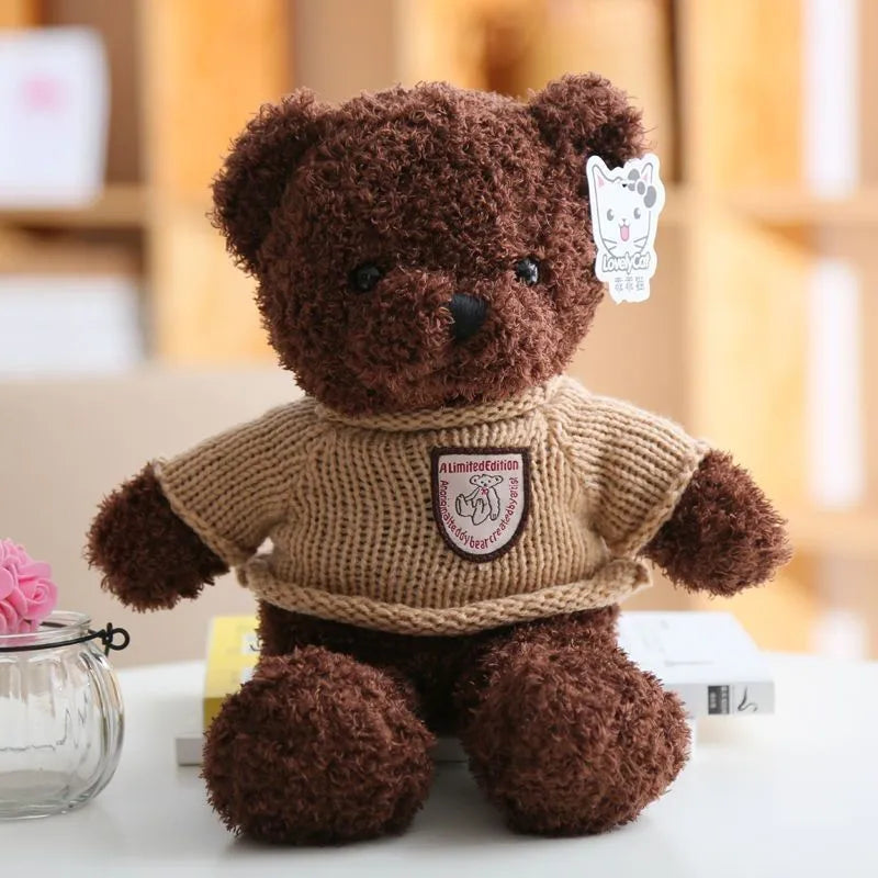 Wholesale sweater bear doll large pillow cute dressing teddy bear doll birthday gift girl plush toy