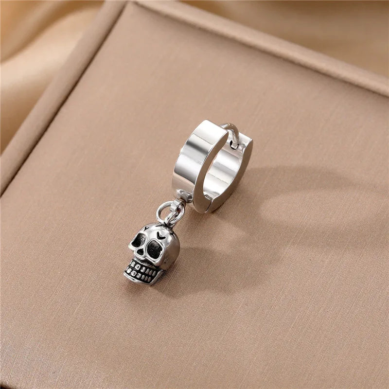 1 Piece Halloween Vintage Style Skull Plating Stainless Steel Dangling Earrings