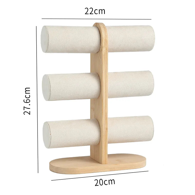 1 Piece Bamboo Wood Flannel Nordic Style Solid Color Jewelry Display