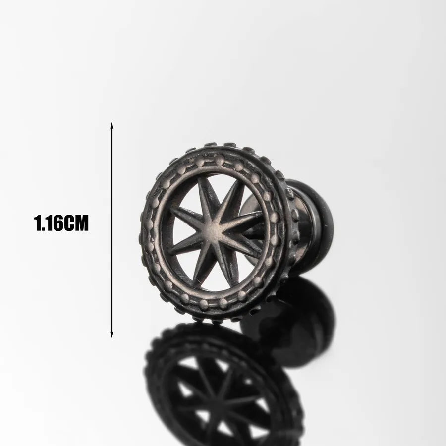 1 Piece Hip-Hop Cross Round Flower 316 Stainless Steel  Ear Studs