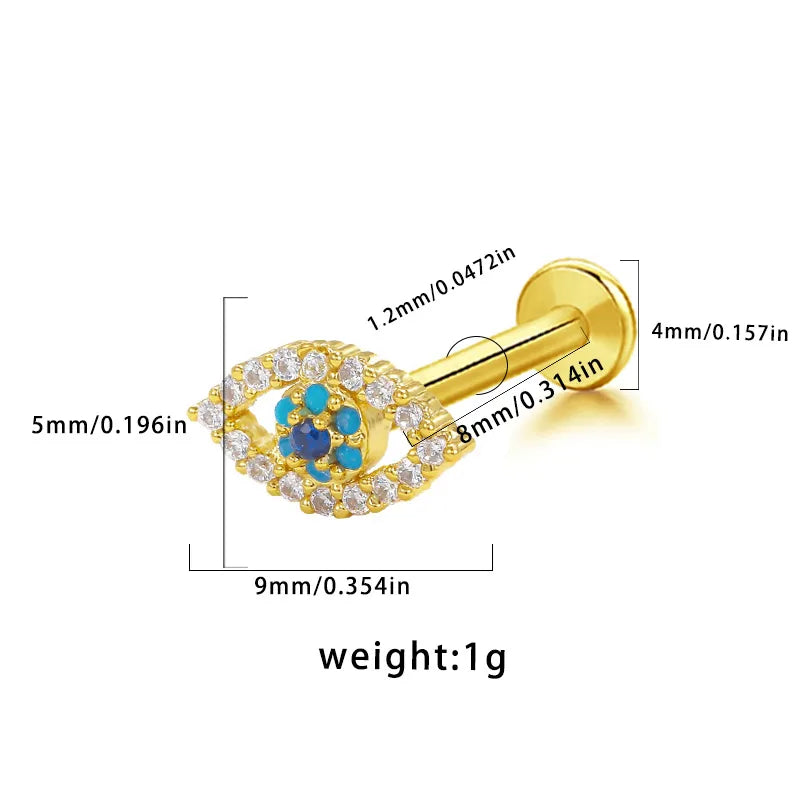 1 Piece Lip Rings Hip-Hop Vintage Style Rock Star Heart Shape Floral 316L Stainless Steel  Copper Inlay Resin Glass Gold Plated Lip Rings