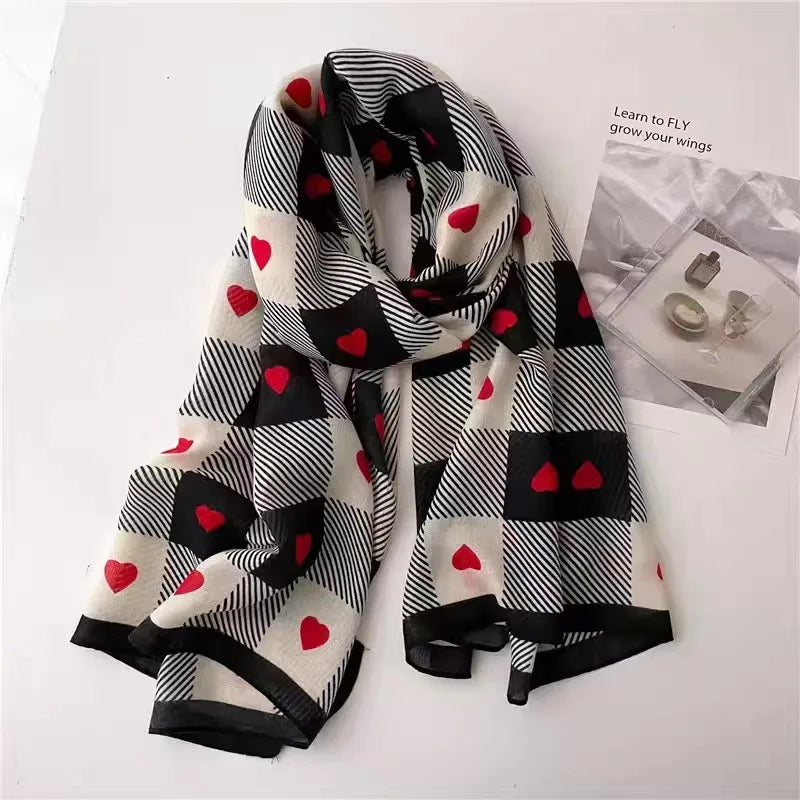 women's fashion star heart shape cotton and linen printing cotton linen scarves