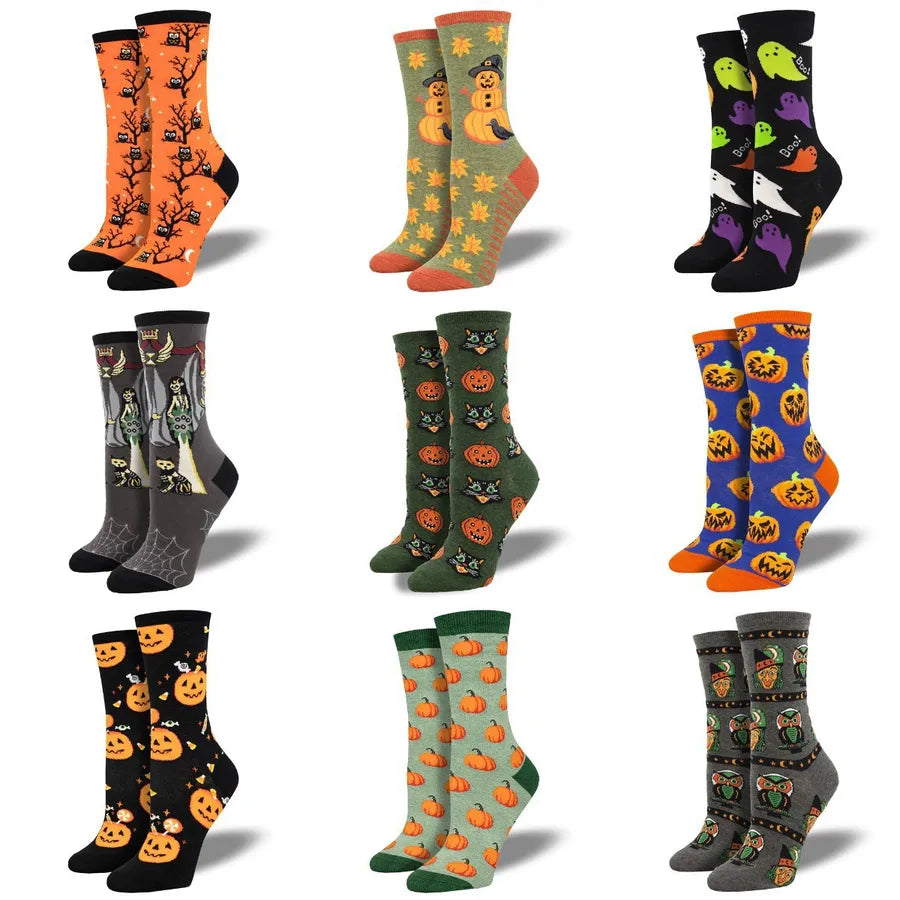 New Halloween Creative Funny Pumpkin Jacquard Tide Socks for Men and Women Couple Socks