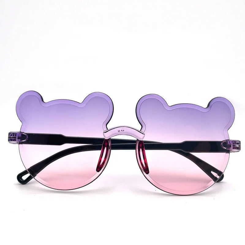 Cartoon Style Cute Sweet Bear PC UV400 Protection Special-Shaped Mirror Frameless Kids Sunglasses