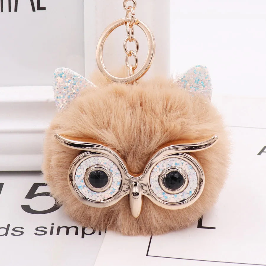 cute owl alloy plush unisex bag pendant keychain 1 piece