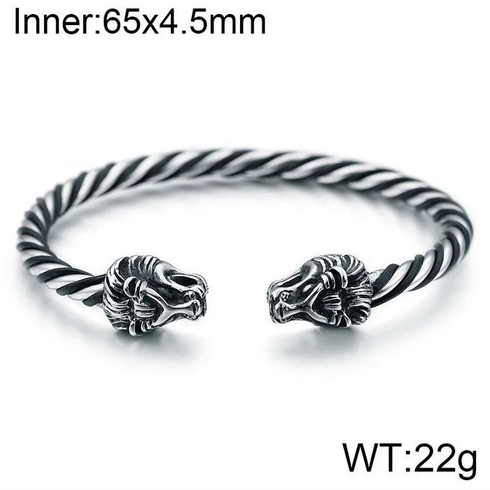 Rock Punk Skull 304 Stainless Steel 316L Stainless Steel  Halloween Men's Bangle Men Cord & Leather Bracelets